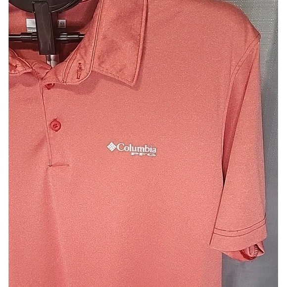 Mens Columbia PFG Omni-Shade Polo Shirt, XL, Coral Color - Picture 3 of 13